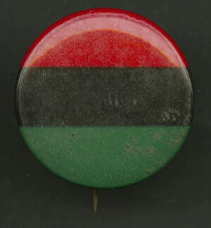 Activism Collection: Pinback button of the Pan-African flag, after 1955. Creator: AFL-CIO