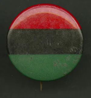 Movement Gallery: Pinback button of the Pan-African flag, after 1955. Creator: AFL-CIO