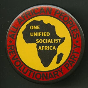 Pinback button promoting All-African People's Revolutionary Party, after 1958
