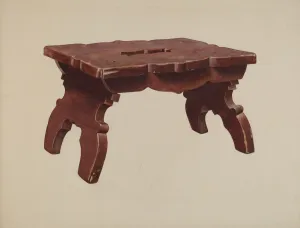 Henry Moran Gallery: Pine Footstool, c. 1940. Creator: Henry Moran