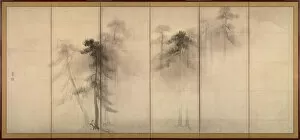 Byobu Gallery: Pine Trees (Left of a pair of six-section folding screens), 16th century