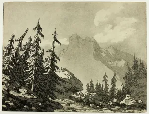 Pine Trees in the Mountains, 1789. Creator: John Robert Cozens