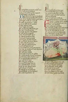 Pinehas Kills Simri and Kosbi; Weltchronik, about 1400-1410. Creator: Unknown