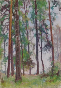 1919 Prints: Pines, 1919. Creator: Eero Jarnefelt