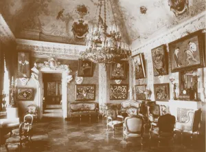 Shchukin Prints: Pink dining room (known as the Matisse Room) in Shchukins house Artist: Anonymous