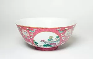 Rose Gallery: Pink-Ground Medallion Bowl, Qing dynasty (1644-1911), Qianlong reign (1736-1795)