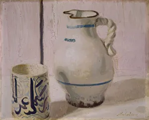 Nicholson Prints: Pink Still Life With Jug, 1935-36. Creator: William Nicholson