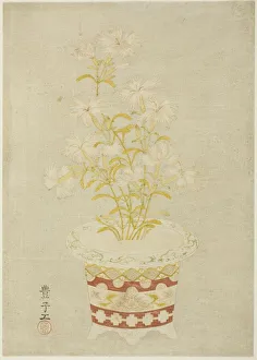 Awata Ware Prints: Pinks in a Porcelain Pot, c. 1765. Creator: Unknown