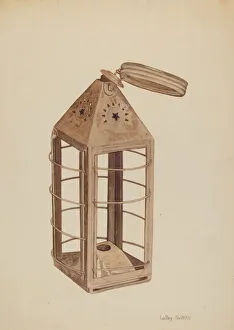 Ring Handle Prints: Pioneer Lantern, c. 1941. Creator: LeRoy Griffith