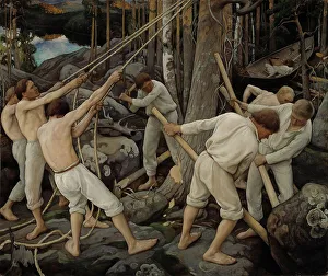 Karelia Prints: Pioneers in Karelia, 1900. Creator: Pekka Halonen
