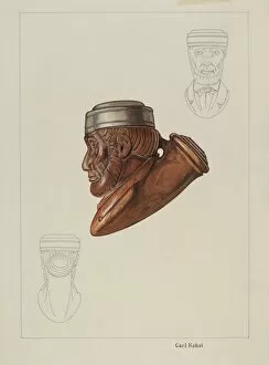 Abraham Lincoln Collection: Pipe Head: Lincoln, c. 1937. Creator: Carl Keksi