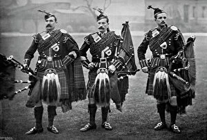 Images Dated 25th August 2009: Pipers of the 1st Scots Guards, 1896.Artist: Gregory & Co
