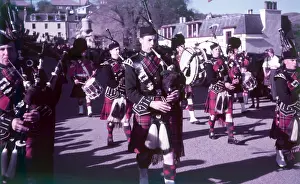 Parade Prints: Pipers sounding The Retreat, Portree, Isle of Skye, Scotland, c1955