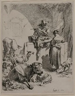 The Piping Shepherd, 1652. Creator: Nicolaes Berchem (Dutch, 1620-1683)