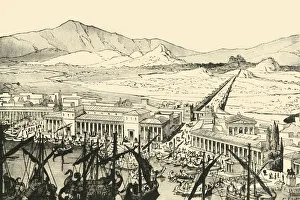Attica Gallery: The Piraeus with the Long Walls, Restored, 1890. Creator: Unknown