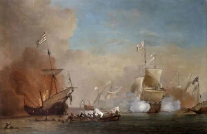 Tall Ship Gallery: Pirates Attacking a British Navy Ship, 17th century. Artist: Willem van de Velde the Younger