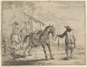 Dirck Stoop Prints: A Pissing Horse Held by a Man, 1651. Creator: Dirck Stoop