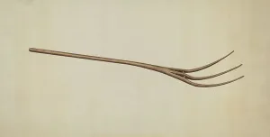 Hand Tool Prints: Pitch Fork, c. 1937. Creator: Earl Butlin