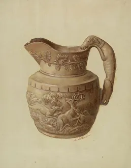 Deer Hunting Prints: Pitcher, c. 1937. Creator: Max Soltmann