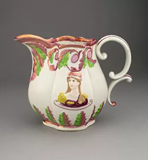 Charlotte Augusta Collection: Pitcher with Images of Prince Leopold and Princess Charlotte, Staffordshire, 1810 / 20
