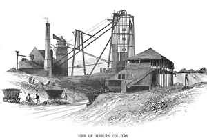 Colliery Prints: Pithead at Hebburn Colliery, Newcastle-upon-Tyne area, 1860