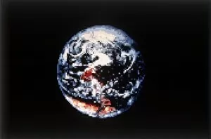 Sphere Collection: Pixellated Earth from space, c1980s. Creator: NASA