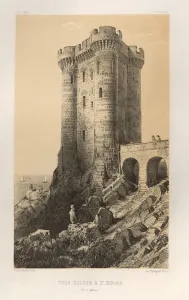 Lith De Godard A Paris Prints: Pl. 13, Tour Solidor a St. Servan (Ille-et-Vilaine), 1860. Creator: Victor Petit (French