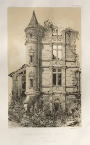 Lith De Godard A Paris Prints: Pl. 24, Ruines Du Chateau De Champlost (Yonne)