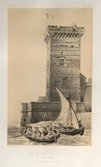Lith De Godard A Paris Prints: Pl. 34, Tour Du Port De Marseille (Bouches Du Rhone), 1860. Creator: Victor Petit (French