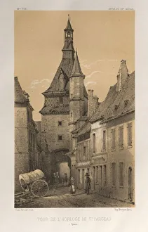 Lith De Godard A Paris Prints: Pl. 42, Tour De LHorloge De St. Fargeau (Yonne), 1860. Creator: Victor Petit (French