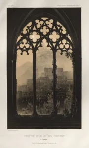 Lith De Godard A Paris Prints: Pl. 54, Fenetre Dun Ancien Couvent (a Barcelone), 1860. Creator: Victor Petit (French