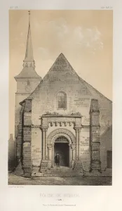 Lith De Godard A Paris Prints: Pl. 58, Eglise De Requeil (Sarthe), 1860. Creator: Victor Petit (French, 1817-1874)