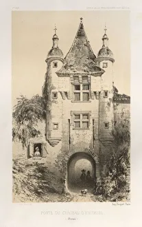Lith De Godard A Paris Prints: Pl. 7, Porte du Chateau dExideuil (Dordogne)