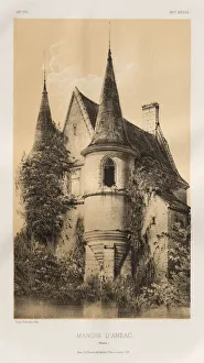 Lith De Godard A Paris Prints: Pl. 98, Manoir dAnsac (Correze), 1860. Creator: Victor Petit (French, 1817-1874)