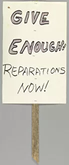 Demonstration Collection: Placard calling for reparations for the Tulsa Race Massacre, ca. 2001. Creator: Unknown