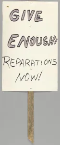Placard Collection: Placard calling for reparations for the Tulsa Race Massacre, ca. 2001. Creator: Unknown