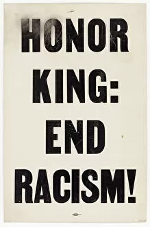 Demonstration Collection: Placard from memorial march reading 'HONOR KING: END RACISM!', 1968