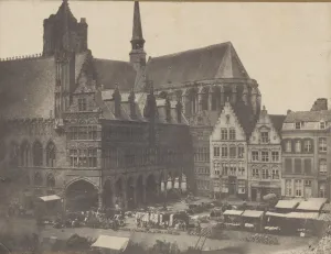 Place du Marche a Ypres, ca. 1851. Creator: Possibly by Louis-Desiré