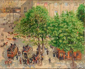 Public Transport Prints: Place du Theatre-Francais in Spring, 1898. Creator: Camille Pissarro