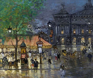Big City Life Gallery: Place de l Opera, Paris. Artist: Korovin, Konstantin Alexeyevich (1861-1939)