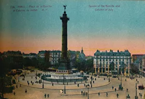 Papeghin Gallery: The Place de la Bastille and the July Column, Paris, c1920