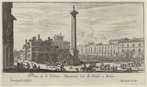 Silvestre Israel Prints: Place de la Colonne Antoniane ruë du Cours a Rome, 1640-1660. Creator: Israel Silvestre