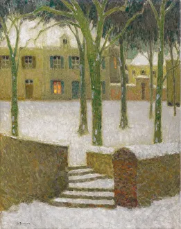 A Place in Nemours, 1930. Artist: Le Sidaner, Henri (1862-1939) A Place in Nemours, 1930. Artist: Le Sidaner, Henri (1862-1939)