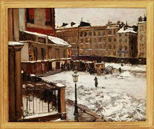 9th Arrondissement Prints: Place Pigalle under snow, c1870. Creator: Emile Mathon
