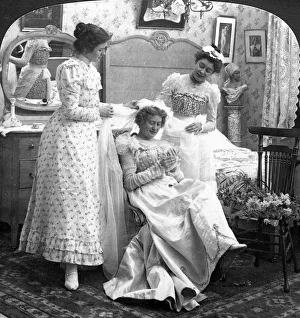 Bridesmaid Prints: Placing the Bridal Veil. Artist: American Stereoscopic Company