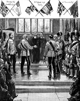 Front Page News Prints: Placing the old Scottish Regimental Colours in St