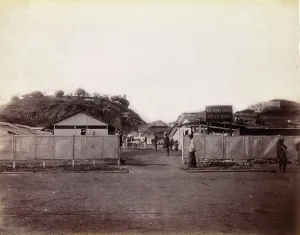 Mumbai Maharashtra India Prints: A plague patient being transported on a manually propelled ambulance carriage