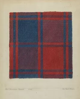 Clyde L Collection: Plaid Homespun Coverlet, 1935 / 1942. Creator: Clyde L. Cheney
