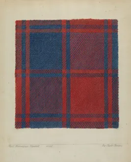 Cheney Gallery: Plaid Homespun Coverlet, 1935 / 1942. Creator: Clyde L. Cheney