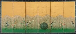 Byobu Gallery: The plain of Musashi, ca 1760. Artist: Anonymous